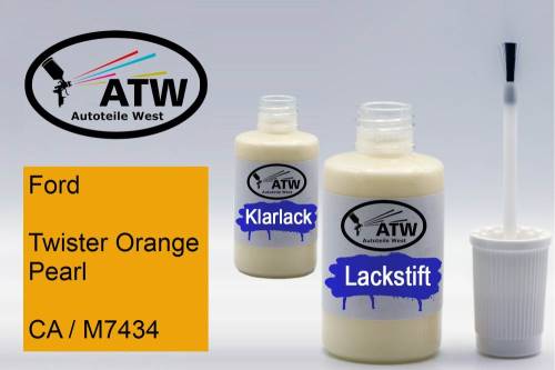 Ford, Twister Orange Pearl, CA / M7434: 20ml Lackstift + 20ml Klarlack - Set, von ATW Autoteile West.